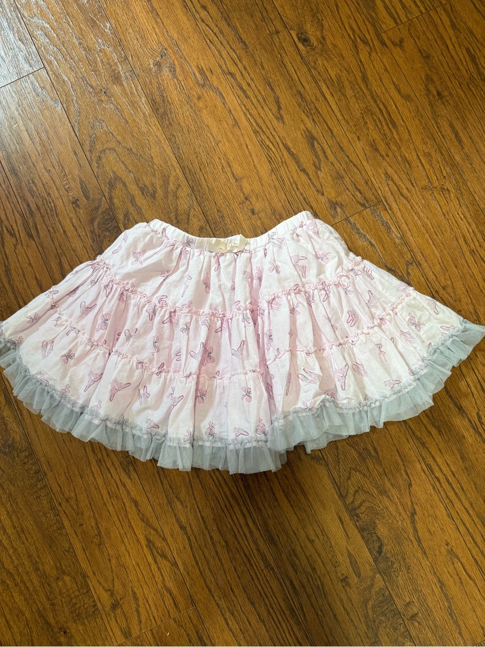 Pink Ruffled Tulle Hem Skirt girls size 6.